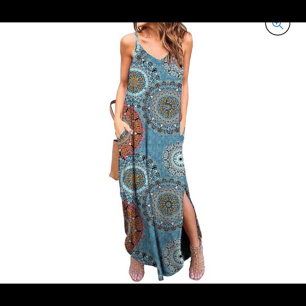 EUC Medallion Print Spaghetti Strap Knit Maxi Dress
